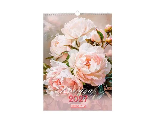 Календар Buromax настінний А3 2027 рік, 1 пружина, Flowers (BM.210604)