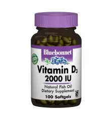 Вітамін Bluebonnet Nutrition Вітамін D3 2000IU, 100 желатинових капсул (BLB0317)