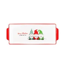 Блюдо Ardesto Christmas Gnomes, 30х12см, порцеляна, прямокутна (AR3062)