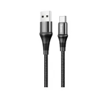 Дата кабель USB 2.0 AM to USB-C 1.0m 3A nylon X50 black HOCO (6931474734235)