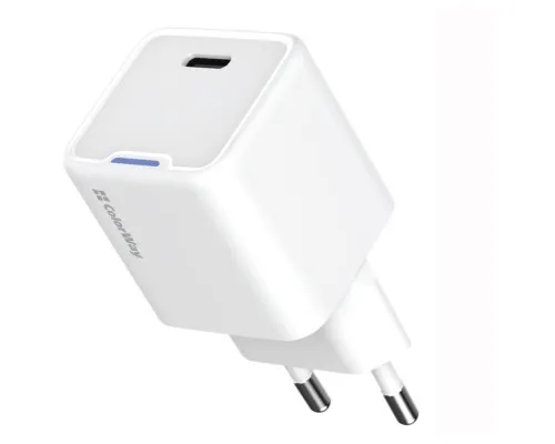 Зарядний пристрій ColorWay C101C GaN Mini 20W PD PPS USB-C white (CW-CHS059PD-WT)