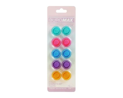 Магніт Buromax набір Пастель, 10 шт 20 мм в упаковці (BM.0035)