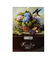 Календар Buromax настінний А2 2027 рік, 1 пружина, Flowers and birds (BM.210650)