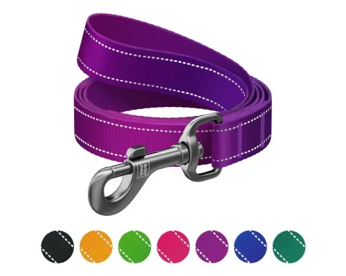 Повідець для собак WAUDOG Nylon Mono світловідбивний L-XXL 25 мм, 200 см, фіолетовий (46389)
