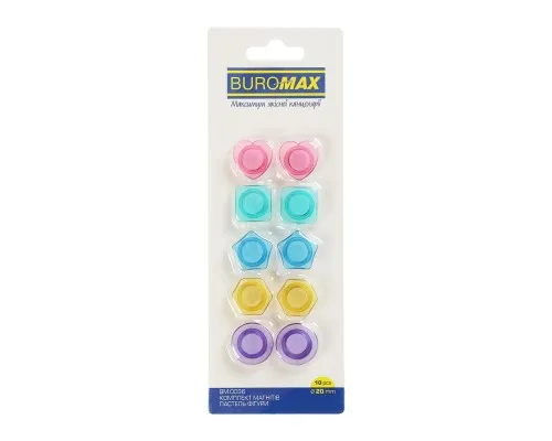 Магніт Buromax набір Пастель фігури, 8 шт 20 мм в упаковці (BM.0036)