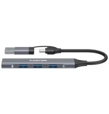 Концентратор Canyon hub DS-02 4in1 USB-A/C Grey (CNS-TDS02G)