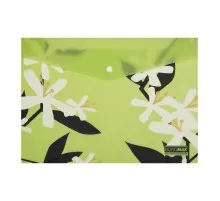 Папка - конверт Buromax А4 на кнопці, PLUMERIA ARABESKI, напівпрозора, салатова (BM.3943-15)