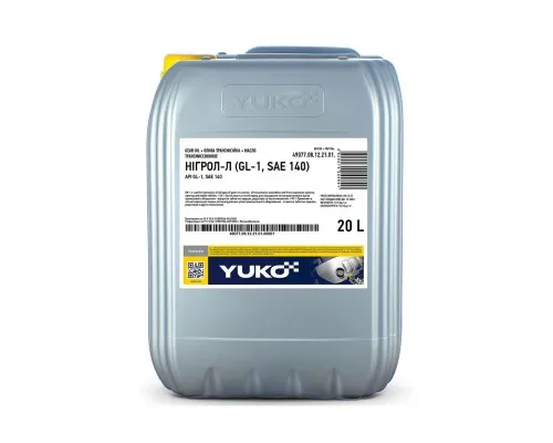 Трансмісійна олива Yuko Нігрол - Л GL-1, SAE 140 20л (4820070240801)
