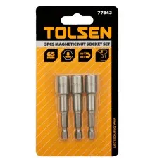 Головка магнітна Tolsen 8 мм 1/4"х65 мм 3 шт (77843)