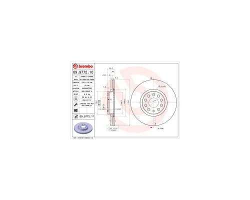 Гальмівний диск Brembo 09.9772.11