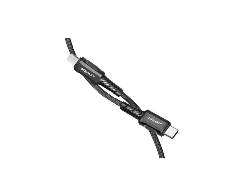 Дата кабель USB-C to Lightning 1.2m 3A nylon black Acefast (6974316280484)