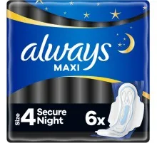 Гігієнічні прокладки Always Maxi Secure Night Розмір 4 6 шт. (8006540538258)