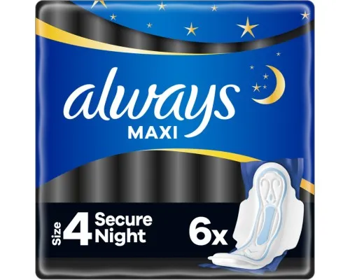 Гігієнічні прокладки Always Maxi Secure Night Розмір 4 6 шт. (8006540538258)