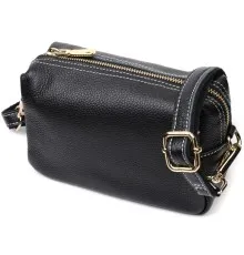 Сумка Vintage Жіноча з двома ременями з натуральної шкіри Чорна (22276)