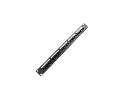 Патч-панель 19" телефонна 1U, 25xRJ-45, Cat.3, DUAL type Voltronic (PPU25-1U)