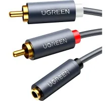 Кабель мультимедійний 3.5mm F to 2xRCA M 0.25m Black Ugreen (10561)