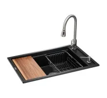 Мийка кухонна GRANADO Basic Artes black shine (+ змішувач Campo LUX inox + дозатор Redondo inox + коши (ksg1101)