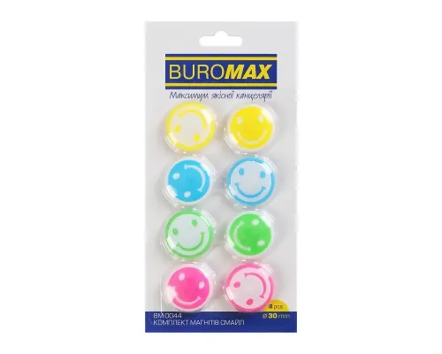 Магніт Buromax набір SMILE, 8 шт 30 мм (BM.0044)