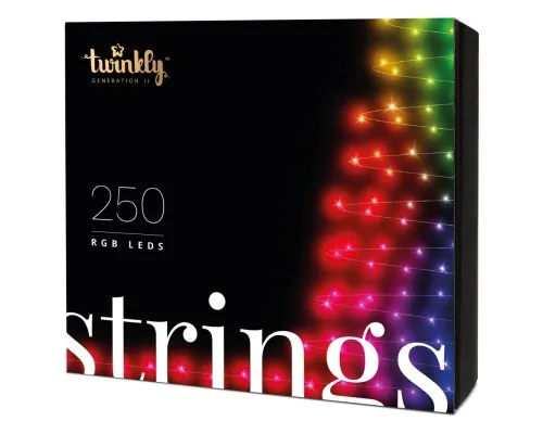 Гірлянда Twinkly Smart LED Strings RGB 250, BT+WiFi, Gen II, IP44 кабель чор (TWS250STP-BEU)