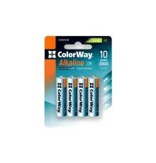 Батарейка ColorWay AA LR6 Alkaline Power (лужні) *4 blister (CW-BALR06-4BL)