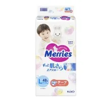 Підгузки Merries розмір L (9-14 кг) 48 шт (4901301420312)