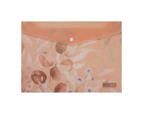 Папка - конверт Buromax А4 на кнопці, PEACH ARABESKI, напівпрозора, персикова (BM.3943-46)