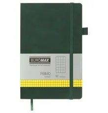 Книга записна Buromax Primo 125x195 мм 96 аркушів в клітинку обкладинка зі штучної шкіри Зелена (BM.291161-04)