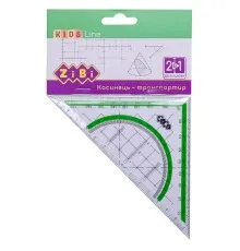 Лінійка ZiBi Kids Line Косинець 2 в 1,140мм, 90 ° / 45 °, з салатовою смужкою, блістер (ZB.5623-15)