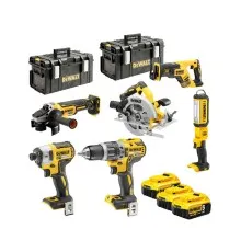 Набір електроіструментів DeWALT 6 од., 3*5Ah, 2 кейси TOUGH SYSTEM (DCK623P3)