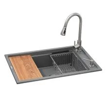 Мийка кухонна GRANADO Basic Estella grafito (+ змішувач Campo LUX inox + дозатор Redondo inox + кошик (ksg0109)