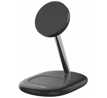 Зарядний пристрій Canyon wireless charger WCS-205 15W Qi2 2in1 Black (CNS-WCS205B)