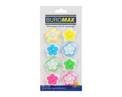 Магніт Buromax набір FLOWERS, 8 шт 30 мм (BM.0046)