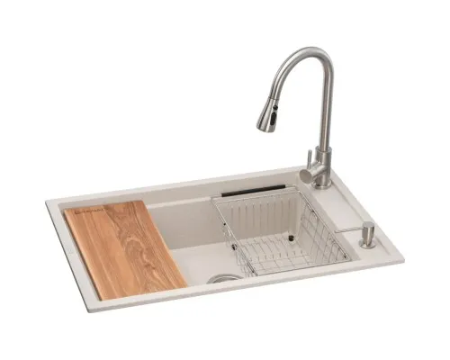 Мийка кухонна GRANADO Basic Estella terra (+ змішувач Campo LUX inox + дозатор Redondo inox + кошик + (ksg0103)