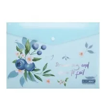 Папка - конверт Buromax А4 на кнопці, BLUEBERRY ARABESKI, напівпрозора,аквамарин (BM.3943-52)