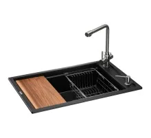 Мийка кухонна GRANADO Optimal Estella black (+ змішувач Badalona LUX inox + дозатор Redondo inox + коши (ksg0201)