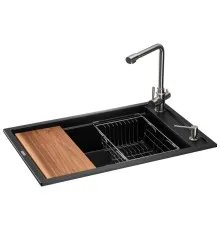 Мийка кухонна GRANADO Optimal Estella black (+ змішувач Badalona LUX inox + дозатор Redondo inox + коши (ksg0201)