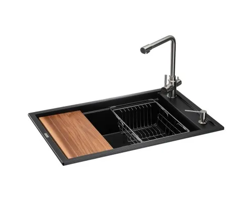 Мийка кухонна GRANADO Optimal Estella black (+ змішувач Badalona LUX inox + дозатор Redondo inox + коши (ksg0201)