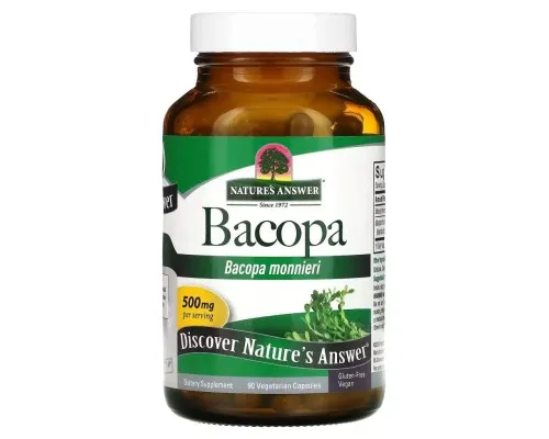 Трави Nature's Answer Бакопа, 500 мг, Bacopa, 90 вегетаріанських капсул (NTA-16360)
