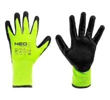 Захисні рукавиці Neo Tools утеплені, латексне покриття, поліестер, р.8, зелено чорні (97-613-8)