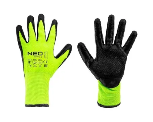 Захисні рукавиці Neo Tools утеплені, латексне покриття, поліестер, р.8, зелено чорні (97-613-8)
