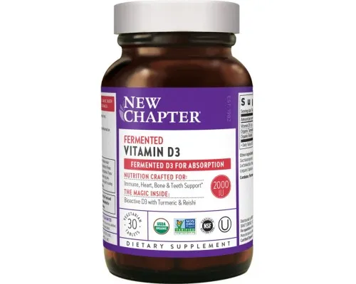 Вітамін New Chapter Ферментований вітамін D3, Fermented Vitamin D3, 30 таблеток (NC0262)