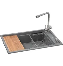 Мийка кухонна GRANADO Optimal Estella grafito (+ змішувач Badalona LUX inox + дозатор Redondo inox + кошик+дошка) (ksg0209)