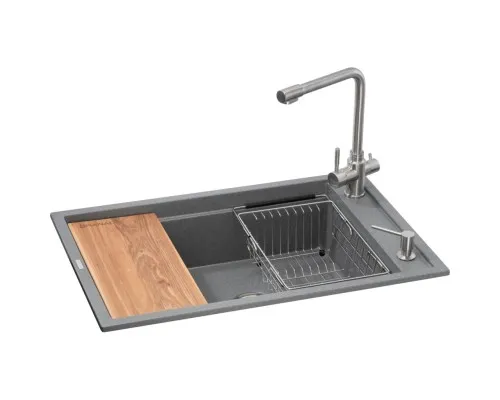 Мийка кухонна GRANADO Optimal Estella grafito (+ змішувач Badalona LUX inox + дозатор Redondo inox + кошик+дошка) (ksg0209)