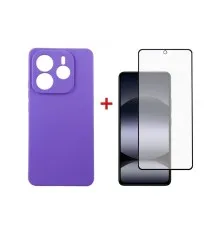 Чохол до мобільного телефона Dengos Kit Xiaomi Redmi Note 14 case Carbon + glass (Purple) (DG-KM-129)