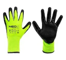 Захисні рукавиці Neo Tools утеплені, латексне покриття, поліестер, р.9, зелено чорні (97-613-9)
