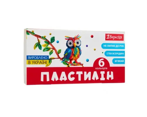 Пластилін 1 вересня Classic 6 кольорів 120 г (540653)