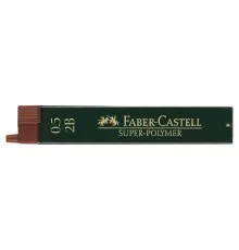 Грифель для механічного олівця Faber-Castell Super-Polymer 2В (діаметр 0,5 мм), 12 штук в пеналі (16804)