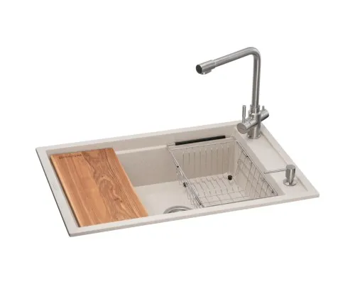 Мийка кухонна GRANADO Optimal Estella terra (+ змішувач Badalona LUX inox + дозатор Redondo inox + кошик+дошка) (ksg0203)