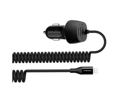 Зарядний пристрій Promate 17W USB + Lightning (voltrip-i.black)