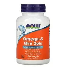 Жирні кислоти Now Foods Омега-3, Omega-3 Mini Gels, 180 м'яких таблеток (NOW-01685)